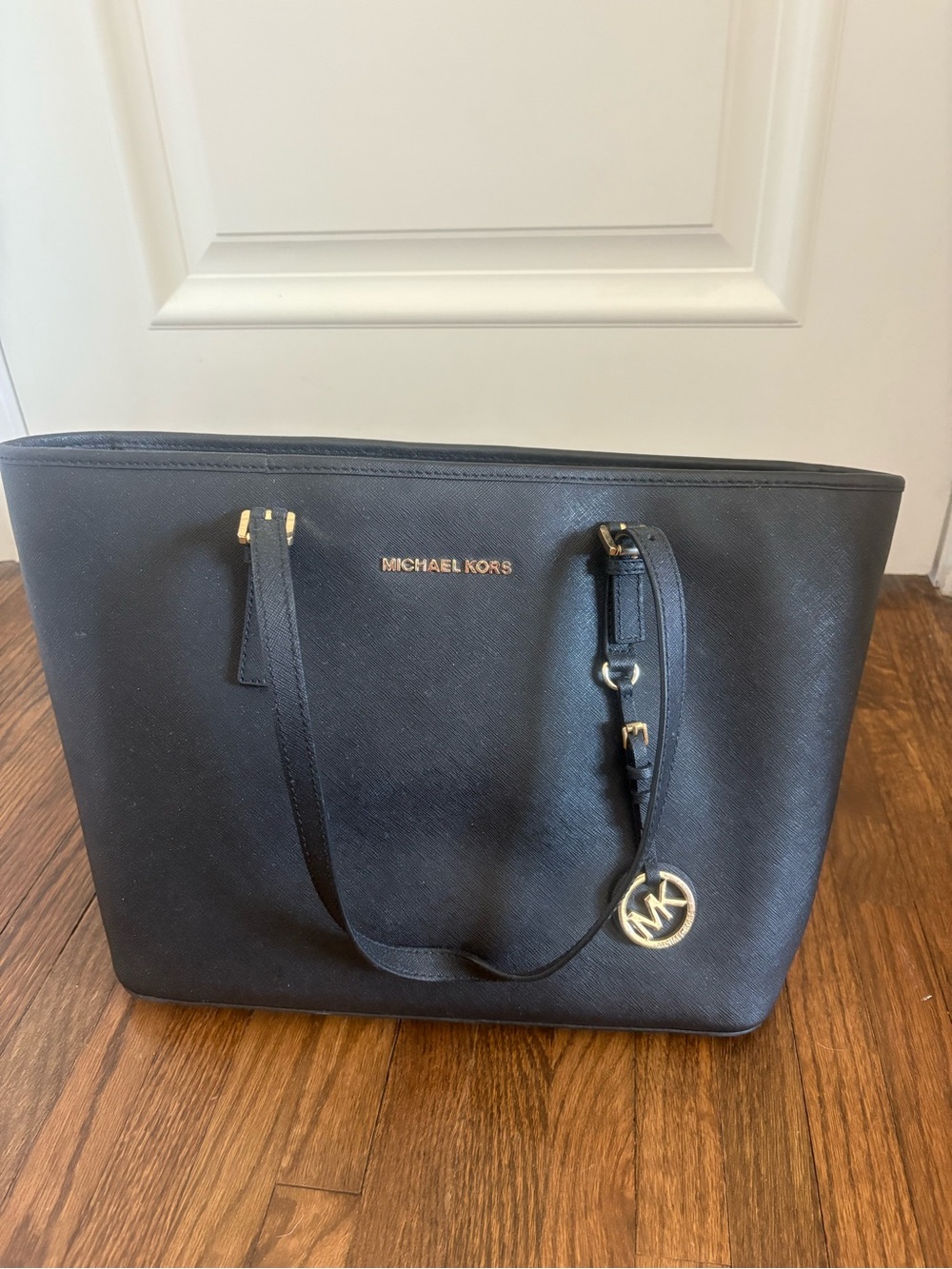 Michael Kors Black Saffiano Tote with Gold Hardware